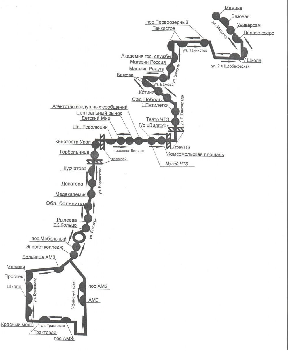 Схема движения 10 маршрутки челябинск