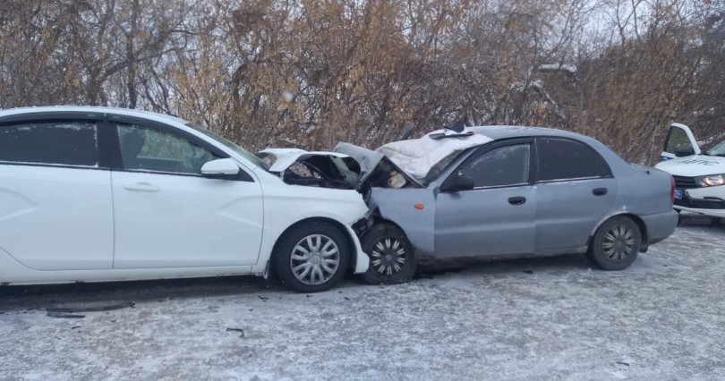 На трассе в Челябинской области два 
автомобиля столкнулись лоб в лоб
